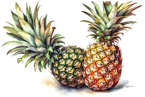 Two sweet pineapple Stock Photos