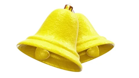Two swinging stylish lemon peel Christmas bells looping 3D animation with alpha Stock Footage 219879939