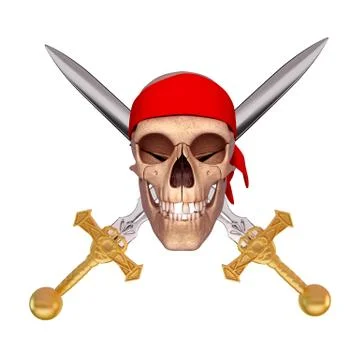 Two sword in apposite direction with skull Ilustração Stock