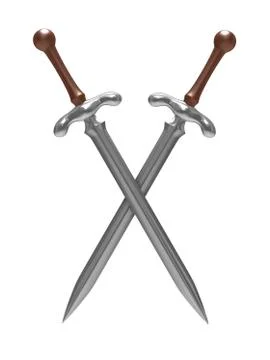 Two sword on white background. Isolated 3D image Stock-Illustration