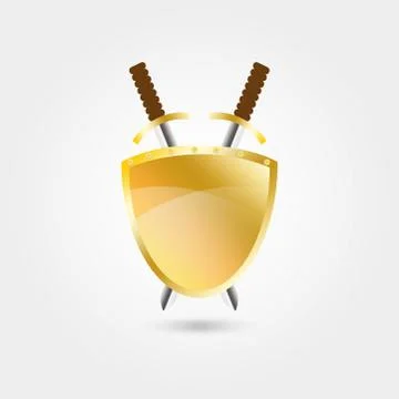 Two swords and shield Stock Illustration