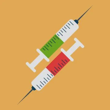 Two syringes in opposite directions Stock Illustration