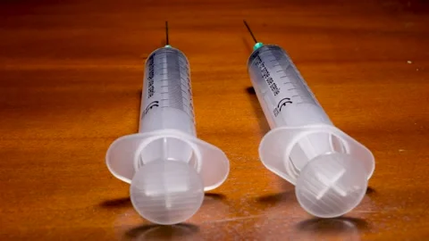 Two syringes ready for vaccination Stock Footage 167028825