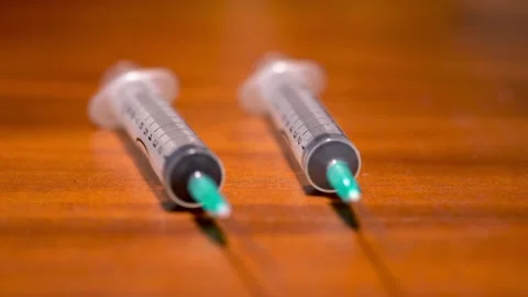 Two syringes ready for vaccination Stock Footage 167029341