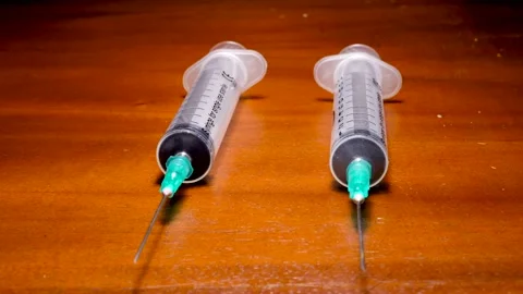 Two syringes ready for vaccination Stock Footage 167029344