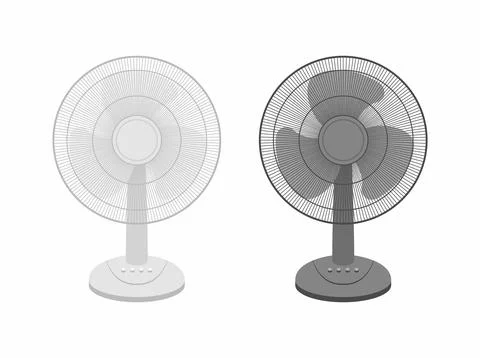 Two Table fans black and white Illustrazione stock