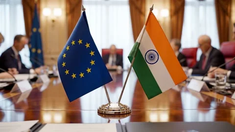 Two table flags on a conference table Stock Footage 330601416