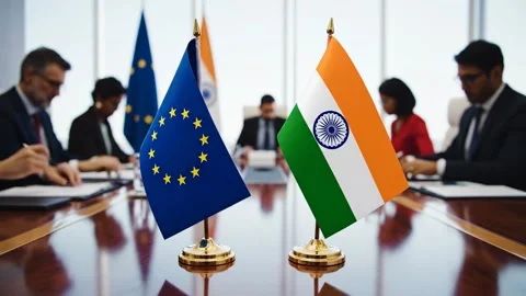 Two table flags on a conference table Stock Footage 330601418