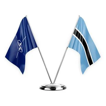 Two table flags isolated on white background 3d illustration, nato and botswa Stock Illustration