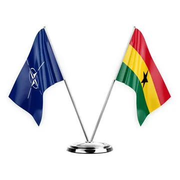 Two table flags isolated on white background 3d illustration, nato and ghana Stock Illustration