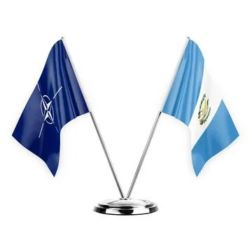 Two table flags isolated on white background 3d illustration, nato and guatem Stock Illustration