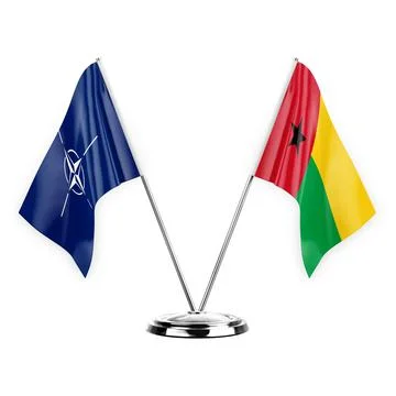 Two table flags isolated on white background 3d illustration, nato and guinea Stock Illustration