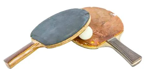 Two table tennis or ping pong rackets with ball Stock Photos