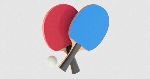 Two table tennis paddles and a ball rotation animation seamlessly loopable... Stock Footage 323329154