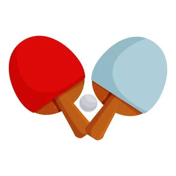Two table tennis rackets and ball showing sporting equipment Stock Illustration