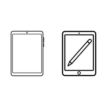 Two tablet computer icons with and without a stylus イラスト素材