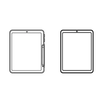Two tablet computer outlines with stylus pen Stock Illustration