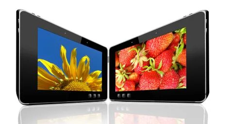 Two tablets with motley pictures Stock Illustration