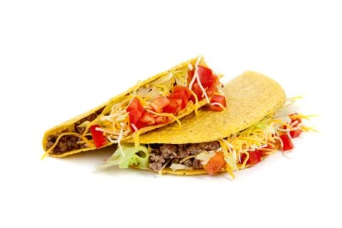 Two tacos on a white background Stock Photos