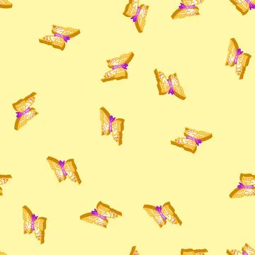 Two tailed swallowtail insect isometric icon seamless pattern Stock Illustration