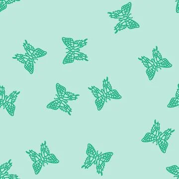 Two tailed swallowtail insect line seamless pattern Illustrazione stock
