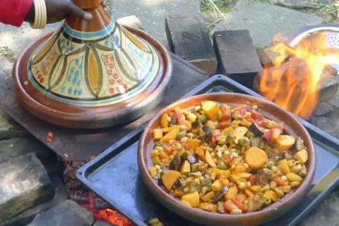 Two tajins on the fire place Fotos de archivo