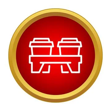 Two takeaway coffee cups on cardboard carrier icon Stock Illustration