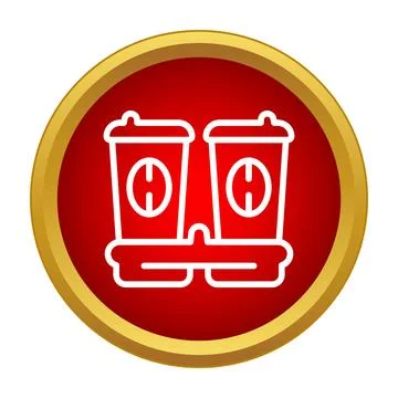 Two takeaway coffee cups in carrier simple icon Stock Illustration