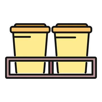 Two takeaway coffee cups in carrier flat vector Stock Illustration