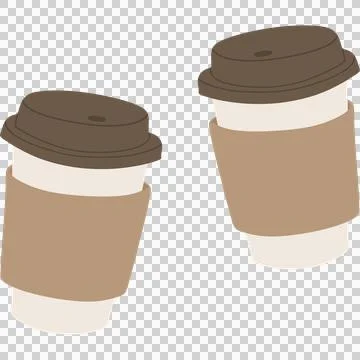 Two Takeaway Coffee Cups Illustration - PNG Isolated Cutout Illustrazione stock