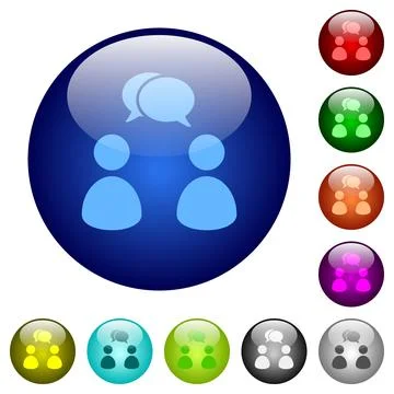 Two talking persons with oval bubbles solid color glass buttons イラスト素材