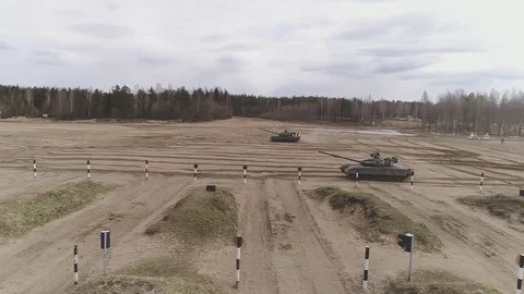 Two tanks dancing Stock Footage 76838426
