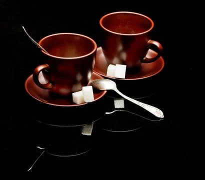 Two tea cups with teaspoons Stock Photos