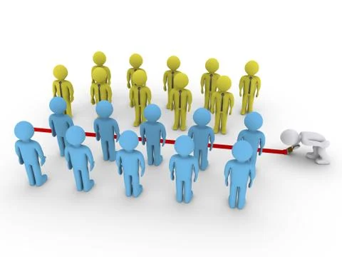Two teams divided by line on the ground Stock Illustration