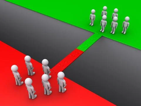 Two teams standing on opposite sides Stock Illustration
