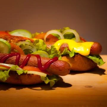 Two teasty hot dogs Stock Photos