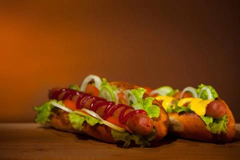 Two teasty hot dogs Stock Photos