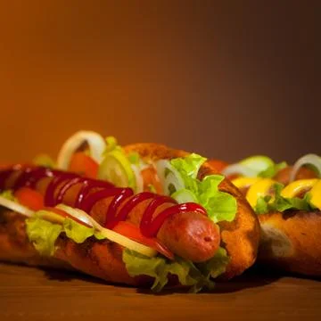 Two teasty hot dogs Foto stock