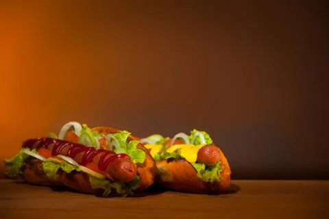 Two teasty hot dogs Foto stock
