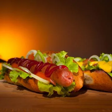 Two teasty hot dogs Stock Photos