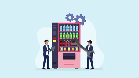 Two technicians fixing vending machine Stock Footage 166818219