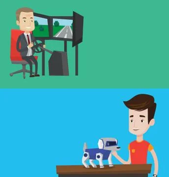Two technology banners with space for text Stock Illustration