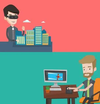 Two technology banners with space for text Stock Illustration