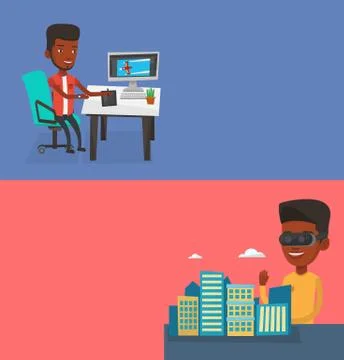 Two technology banners with space for text Stock Illustration