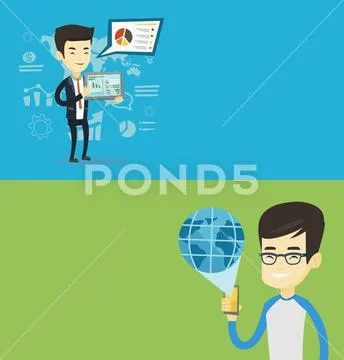 Two technology banners with space for text. Stock Illustrationen