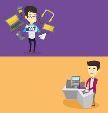 Two technology banners with space for text. Stock Illustration