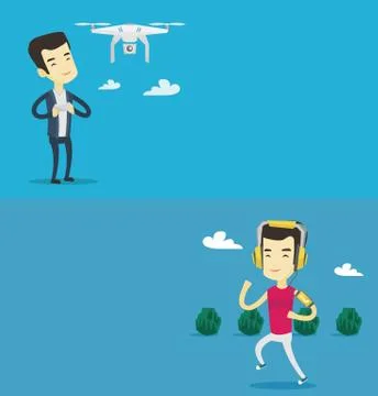 Two technology banners with space for text. Stock Illustration