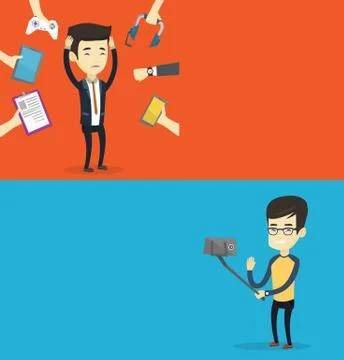 Two technology banners with space for text. Stock Illustration