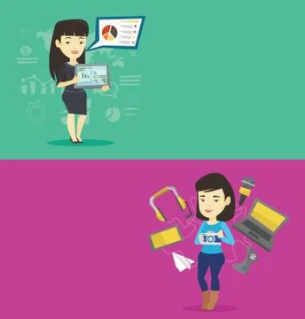 Two technology banners with space for text. Stock Illustration