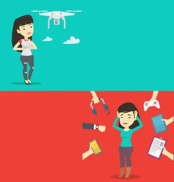 Two technology banners with space for text. Stock Illustration